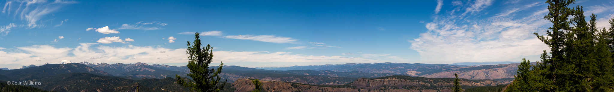 Panoramic shot of Bethell Ridge. Rolling hills extending into the distance.